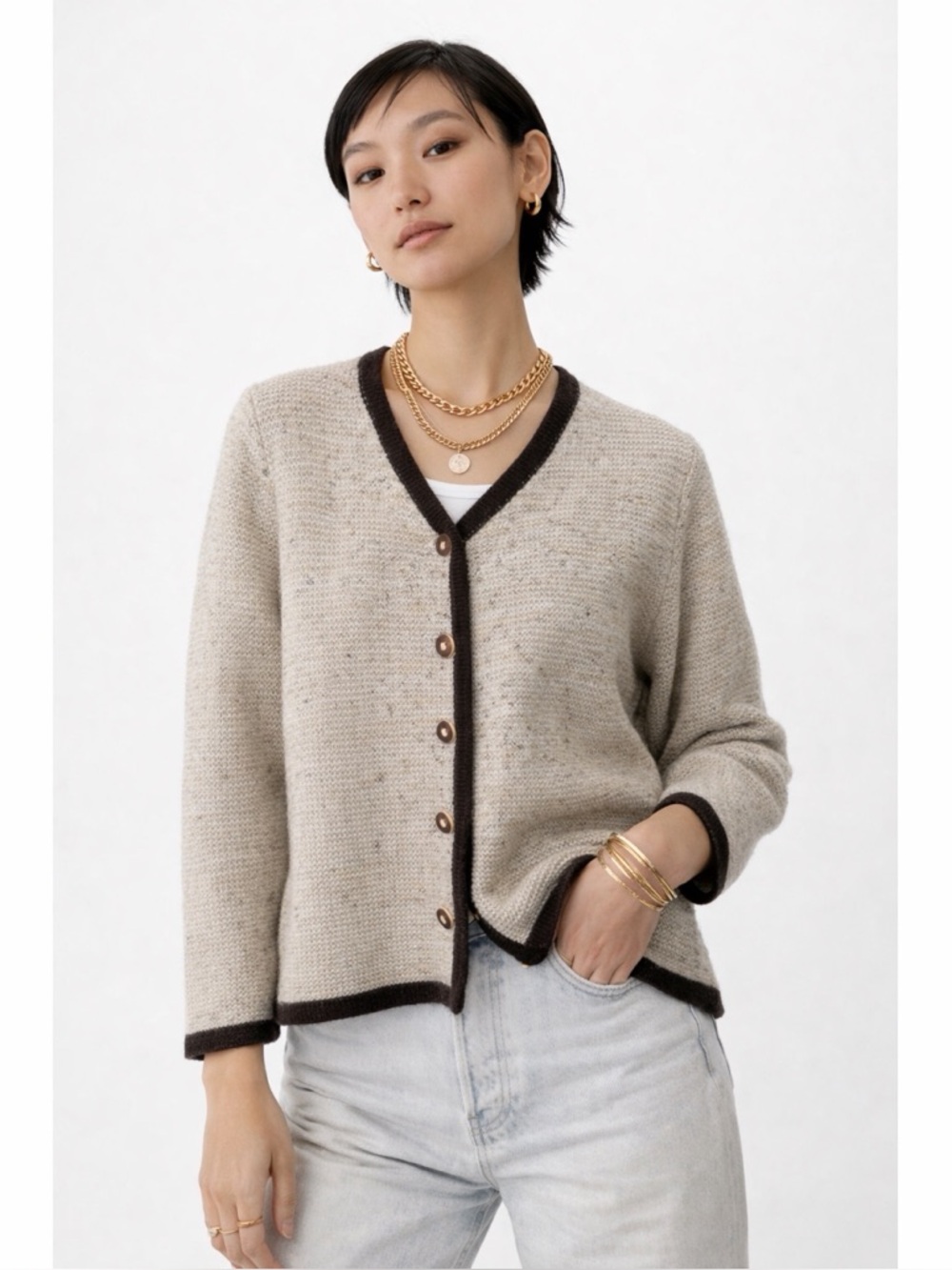 Isar Tratchten Traditional German Wool Silk Blend Cardigan